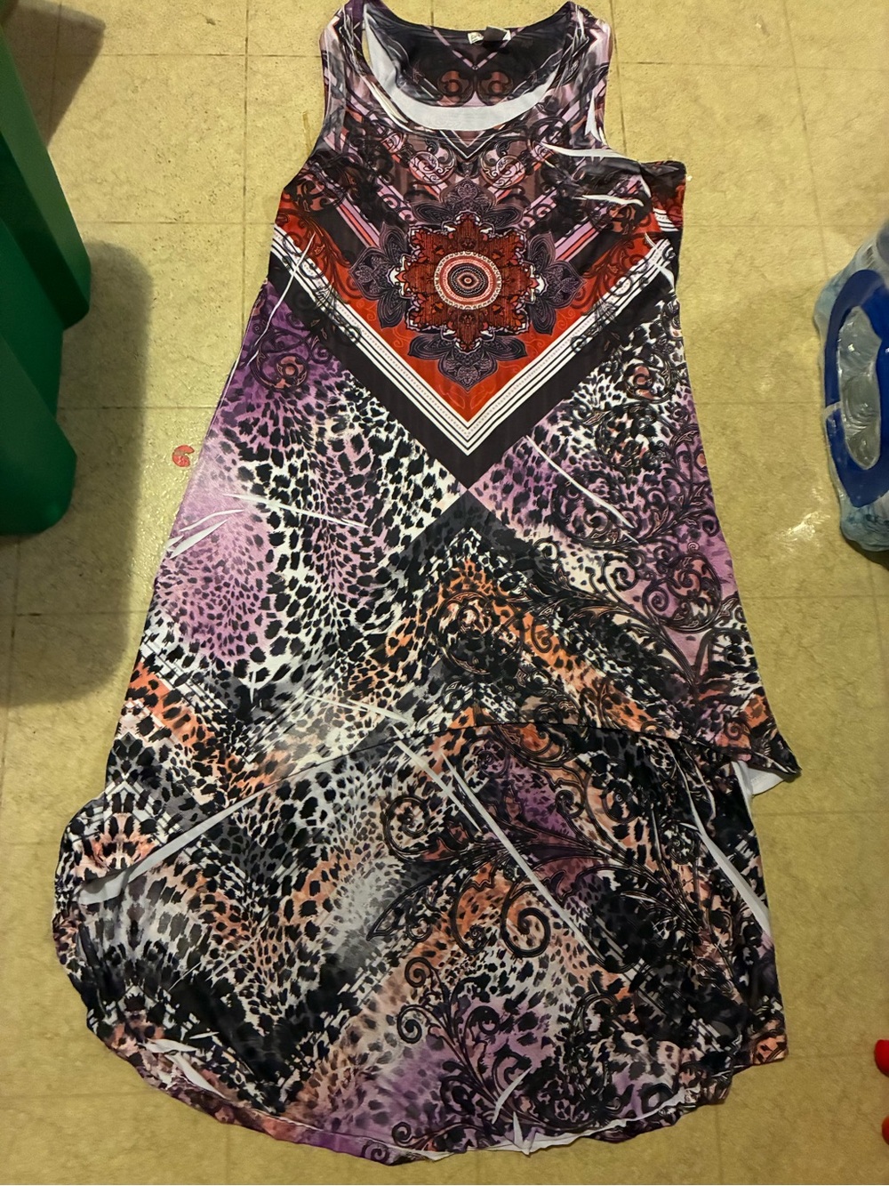 Caren Sport sleeveless multi colored maxi dress size 3XL